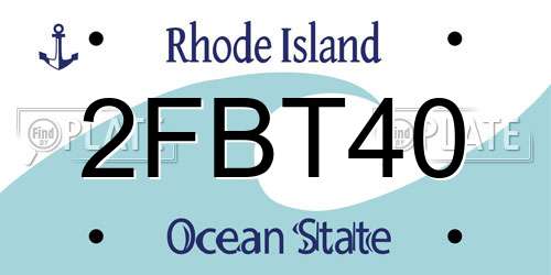 2FBT40 Rhode Island License Plate