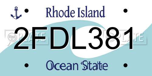 2FDL381 Rhode Island License Plate