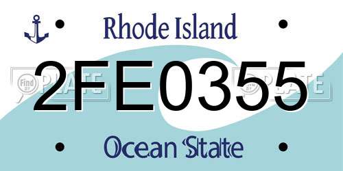 2FE0355 Rhode Island License Plate