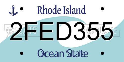 2FED355 Rhode Island License Plate