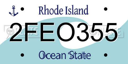 2FEO355 Rhode Island License Plate