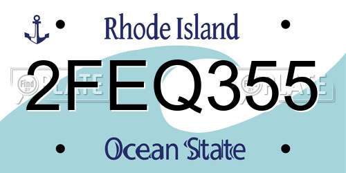 2FEQ355 Rhode Island License Plate