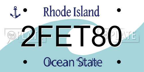 2FET80 Rhode Island License Plate