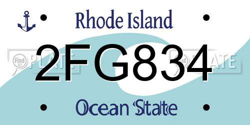 2FG834 Rhode Island License Plate