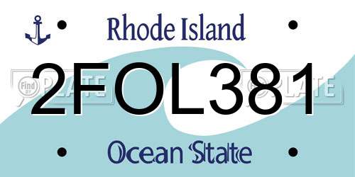 2FOL381 Rhode Island License Plate