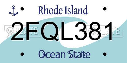 2FQL381 Rhode Island License Plate