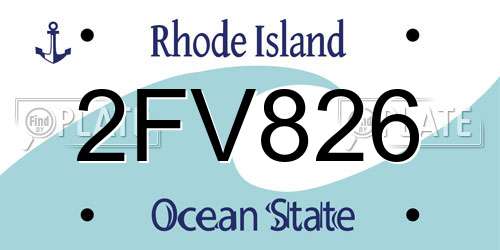 2FV826 Rhode Island License Plate