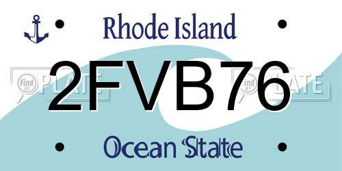 2FVB76 Rhode Island License Plate