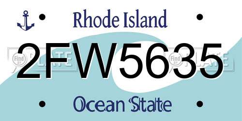 2FW5635 Rhode Island License Plate