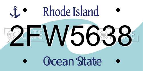 2FW5638 Rhode Island License Plate