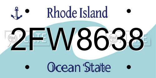 2FW8638 Rhode Island License Plate