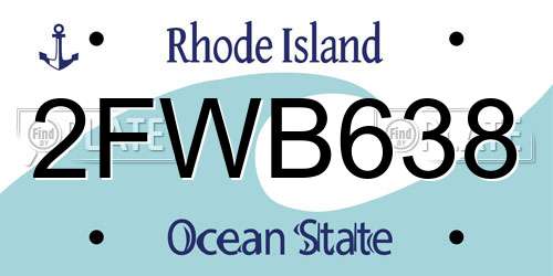 2FWB638 Rhode Island License Plate