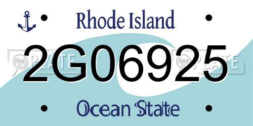 2G06925 Rhode Island License Plate