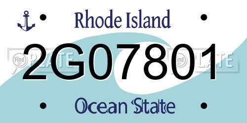2G07801 Rhode Island License Plate