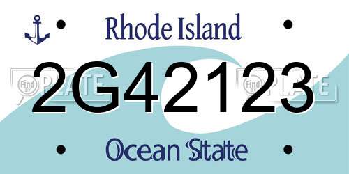 2G42123 Rhode Island License Plate