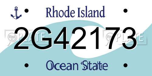 2G42173 Rhode Island License Plate