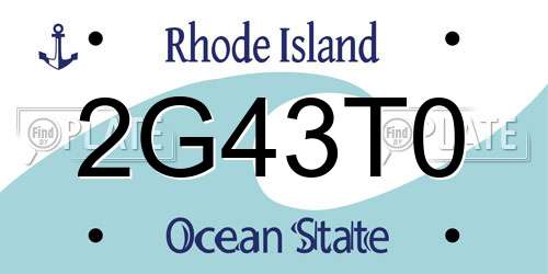 2G43T0 Rhode Island License Plate