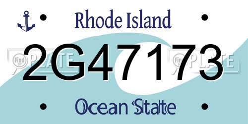2G47173 Rhode Island License Plate