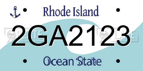 2GA2123 Rhode Island License Plate