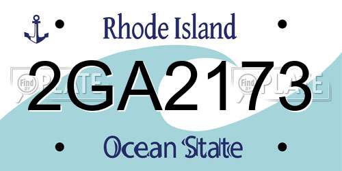 2GA2173 Rhode Island License Plate