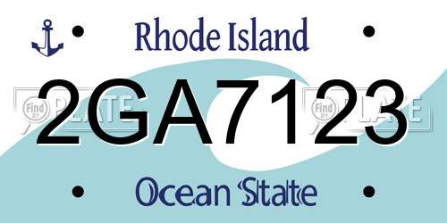 2GA7123 Rhode Island License Plate