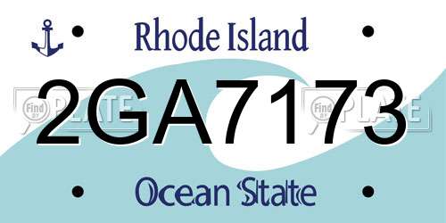 2GA7173 Rhode Island License Plate