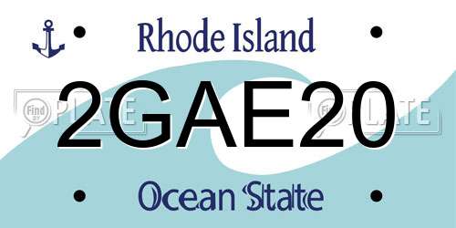 2GAE20 Rhode Island License Plate