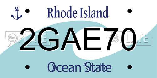2GAE70 Rhode Island License Plate