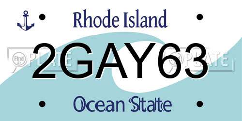 2GAY63 Rhode Island License Plate