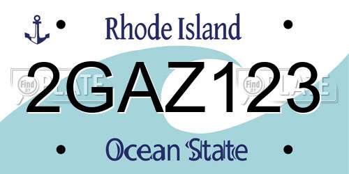 2GAZ123 Rhode Island License Plate