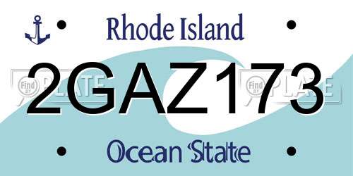 2GAZ173 Rhode Island License Plate