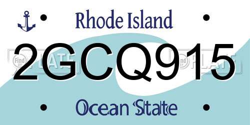 2GCQ915 Rhode Island License Plate