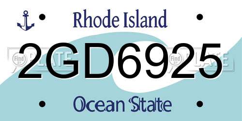 2GD6925 Rhode Island License Plate