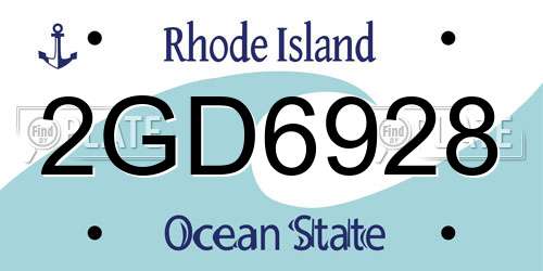 2GD6928 Rhode Island License Plate