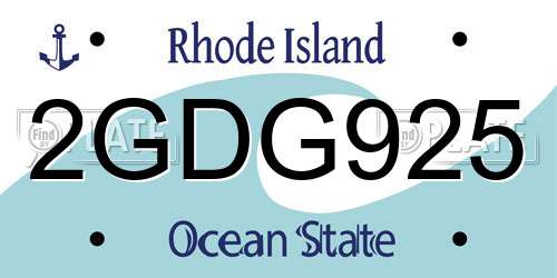 2GDG925 Rhode Island License Plate