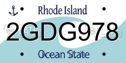 2GDG978 Rhode Island License Plate