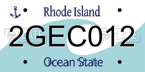 2GEC012 Rhode Island License Plate