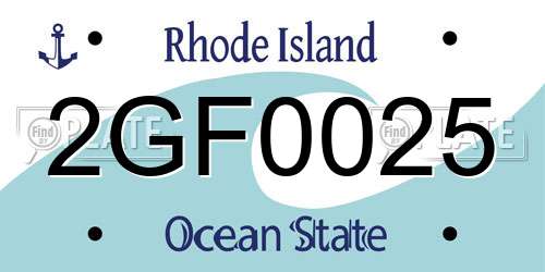 2GF0025 Rhode Island License Plate