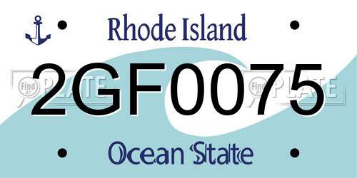 2GF0075 Rhode Island License Plate