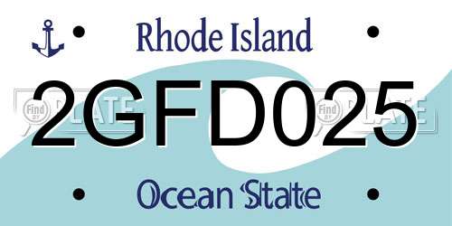 2GFD025 Rhode Island License Plate