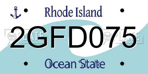 2GFD075 Rhode Island License Plate