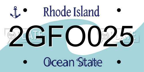 2GFO025 Rhode Island License Plate