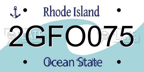 2GFO075 Rhode Island License Plate