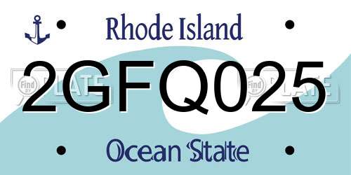 2GFQ025 Rhode Island License Plate