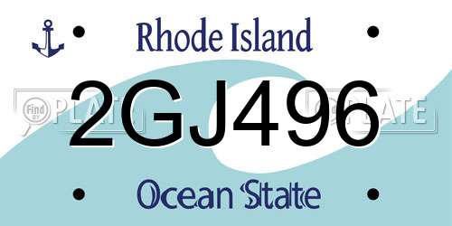 2GJ496 Rhode Island License Plate