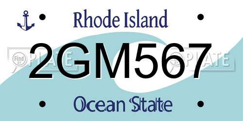 2GM567 Rhode Island License Plate