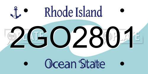 2GO2801 Rhode Island License Plate