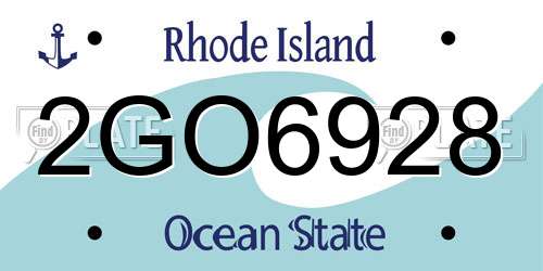 2GO6928 Rhode Island License Plate