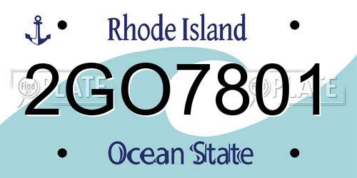 2GO7801 Rhode Island License Plate