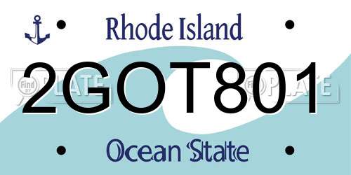 2GOT801 Rhode Island License Plate